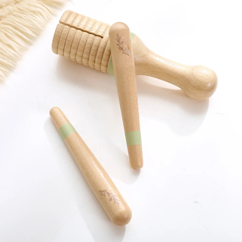 Kids Wooden Montessori Toys Musical Instruments Rattle Toys Wooden Squirrel Percussion Instruments Preschool Educational Toys