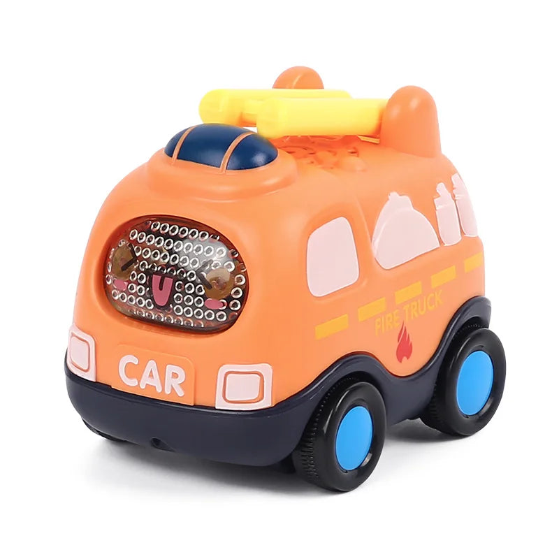 Baby Car Toys for 6 12 Months Friction Car Infant Soft Rubber Inertial Push and Go Vehicles Roll Car Hand Rattle Gift for Kids