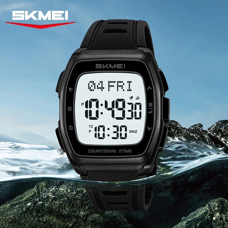 SKMEI 2441 LED Display Electronic Mens Wristwatches Waterproof Countdown Sport Watch for Men Military Digital Clock Reloj Hombre