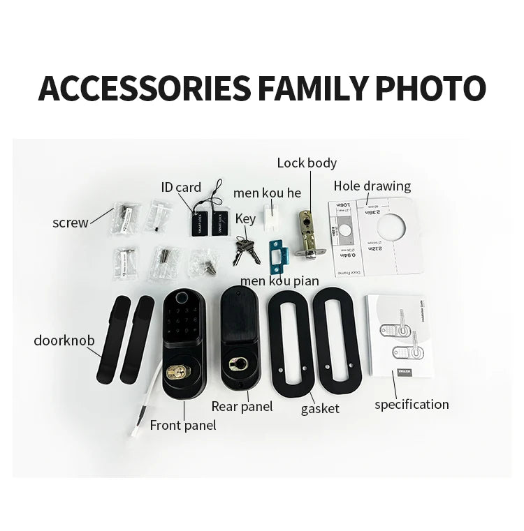 Smart TUYA Fingerprint Door Lock App Remote Control Keyless Bluetooth Digital Touchscreen Lock NFC Waterproof With Card And Key