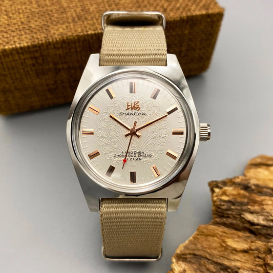 shanghai Mens 36MM Hand-Wind Mechanical Watch 7120 - Stainless Steel Waterproof Bauhaus Design Watch for Men Dropshipping