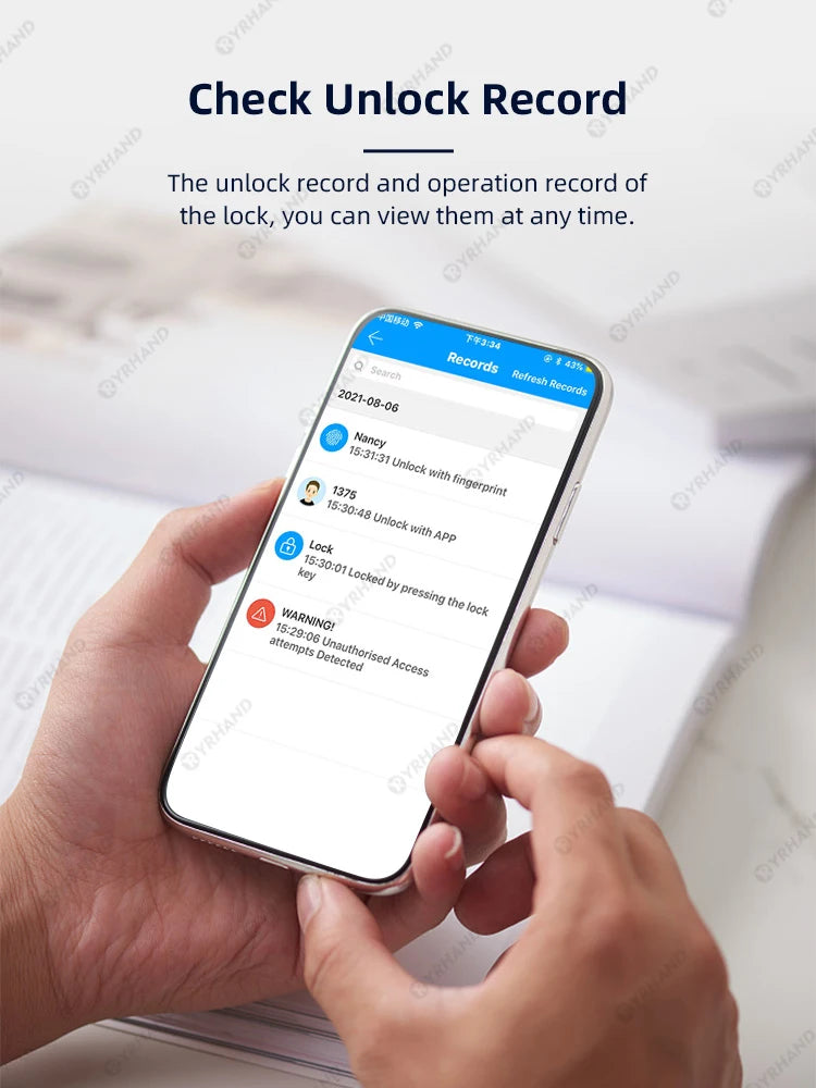 Smart Euro Cylindrical Door Lock ttlock app Keyless Security Entry Mechanical Key Waterproof fingerprint door lock For home