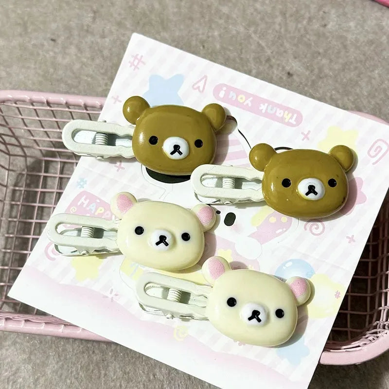 Rilakkuma Hair Clips for Girls Kawaii Relax Bear Hairpin Women Bangs Bobby Pin Fashion Duckbill Clip Kids Hairs Ornaments Gift