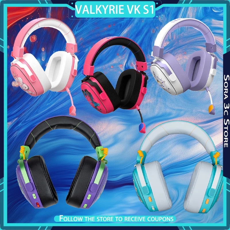 VALKYRIE VK S1 Gaming Headset Wireless Triple-Mode Detachable Microphone 15ms Ultra-low Latency Customized Gaming Headphones