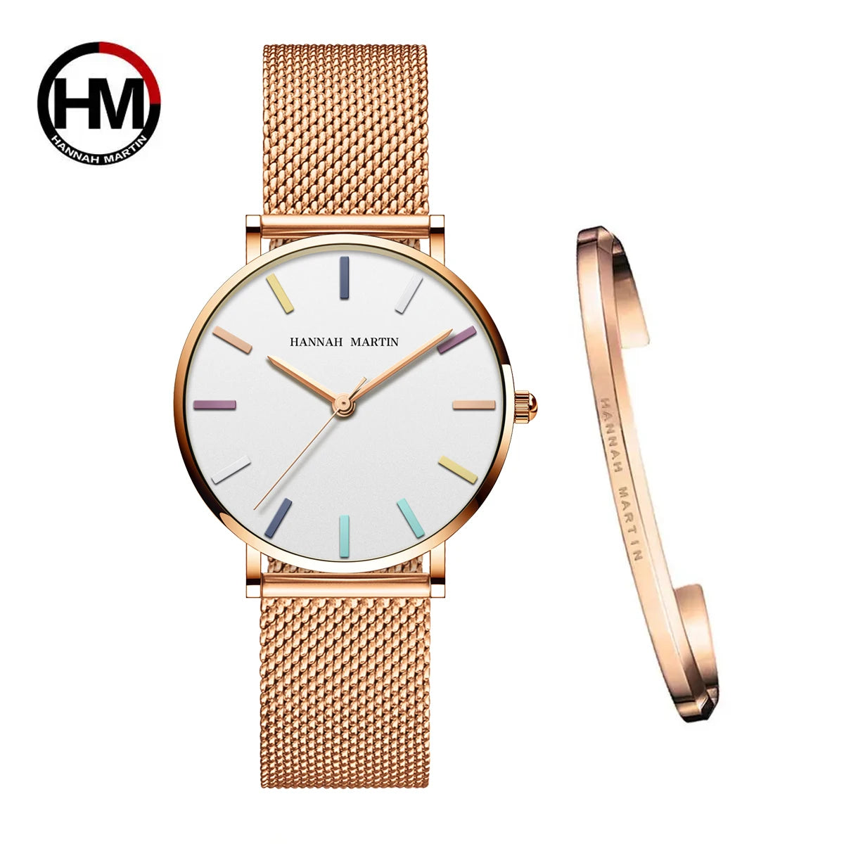 Hannah Martin Top Women Watch Bohemian Style Simple Stainless Steel Mesh Strap Original Japanese Movement Fashion Bracelet Watch