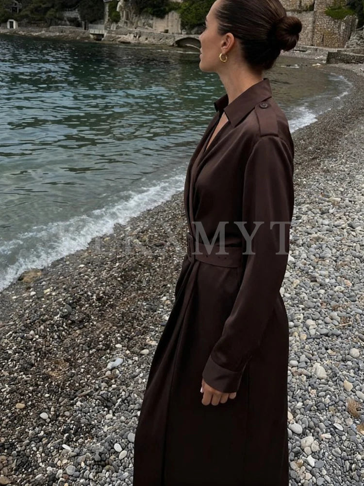 Women Leisure Dress 2025 Women Spring Autumn Fall New Fashion long sleeves With Belt Dresses Women Elegant Party Dress Dress