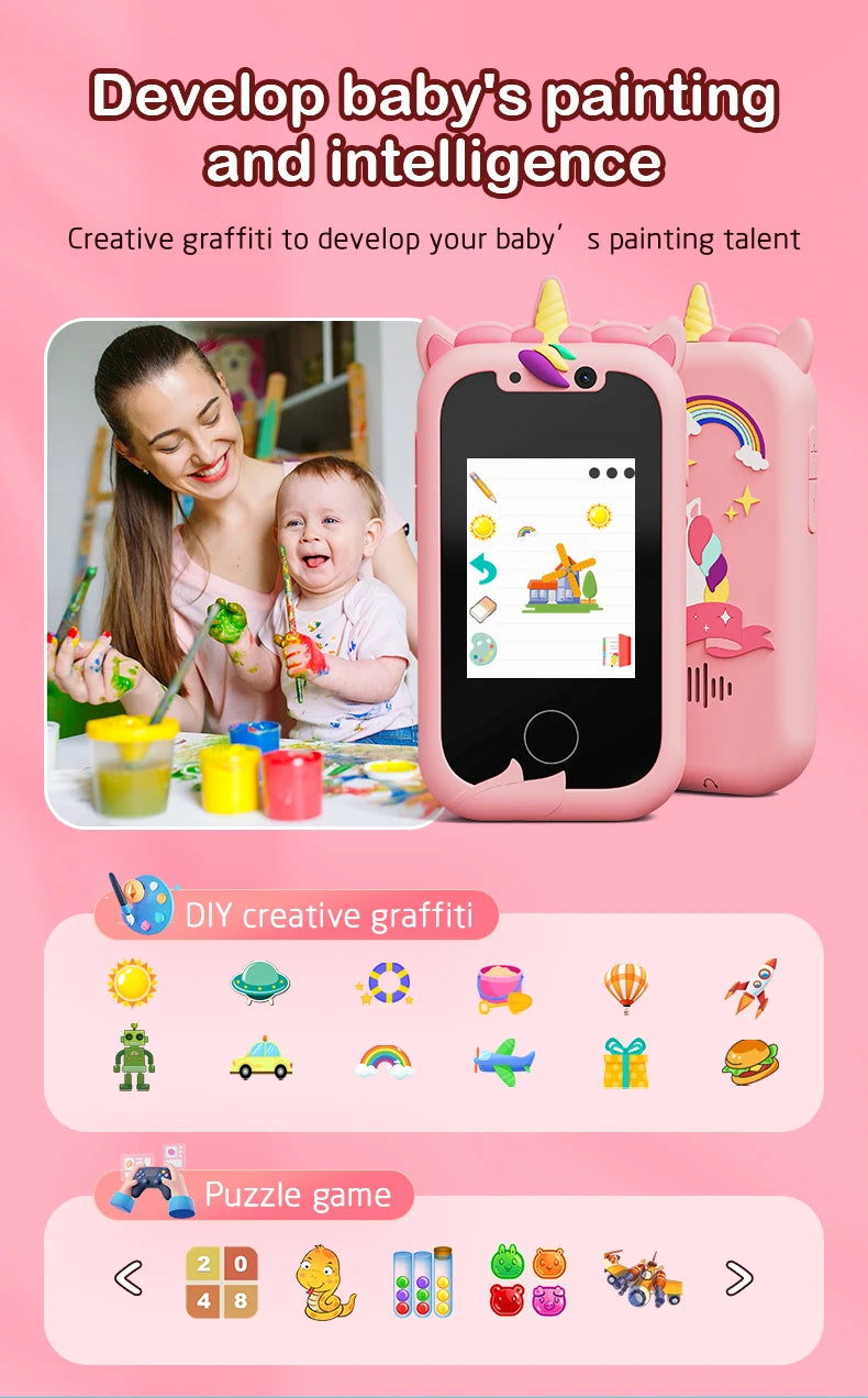 Kids Smart Phone Camera Toys Touchscreen Learning Toy for 3-12 Year Old Boys Girls Phone MP3 Player Christmas Birthday Gifts
