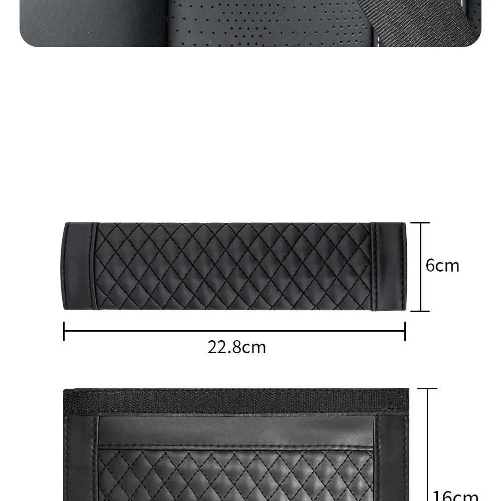 Leather Car Seat Belt Shoulder Cover Embroidery Wear-resistant Non-slip Leather Safety Cover Car Interior Decoration Products