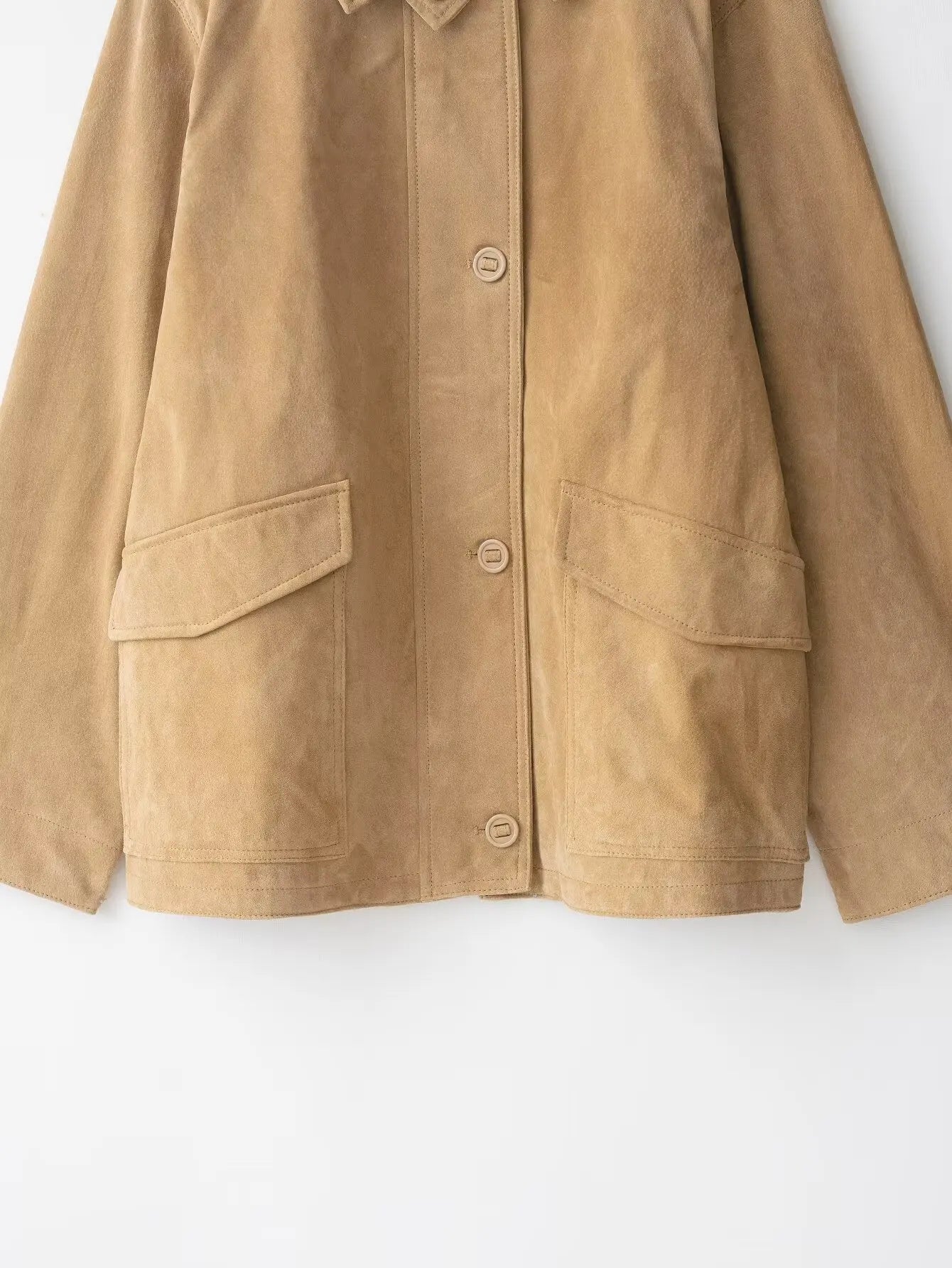 HH Woman's Fashion Jackets Solid Turn-Down Collar Long-Sleeved Pockets Single-Breasted Female Autumn Casual Loose Coats