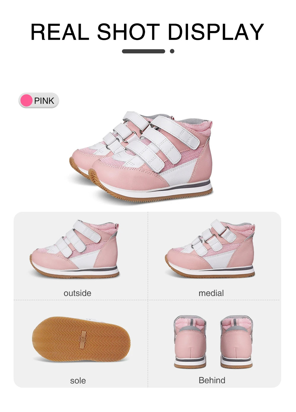 Toddler Kids Shoes Children Orthopedic Sneakers High Back Ankle Support Leather Anti-Slip Sole Running Footwear 2-7 Years