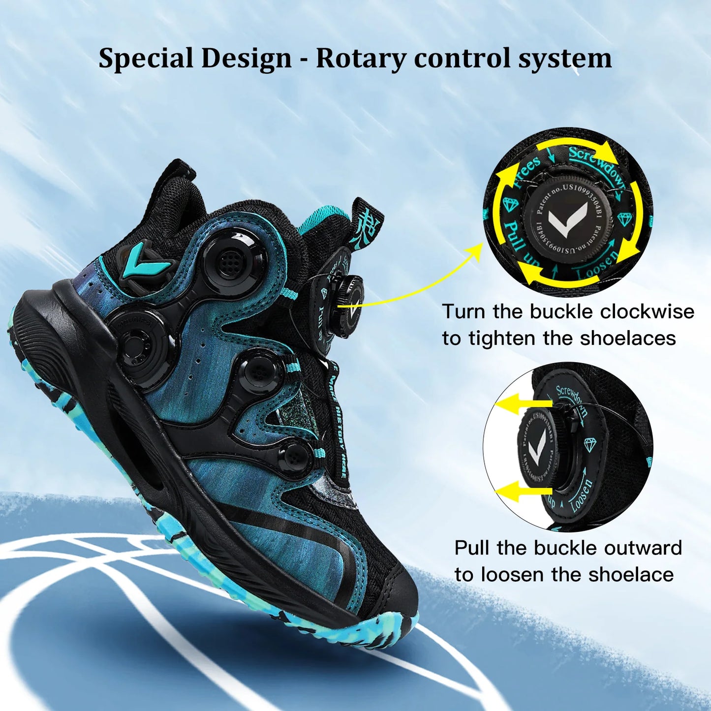 Kids Basketball Shoes Boys Air Cushion Sneakers Non-Slip Comfortable Outdoor Sports Shoes