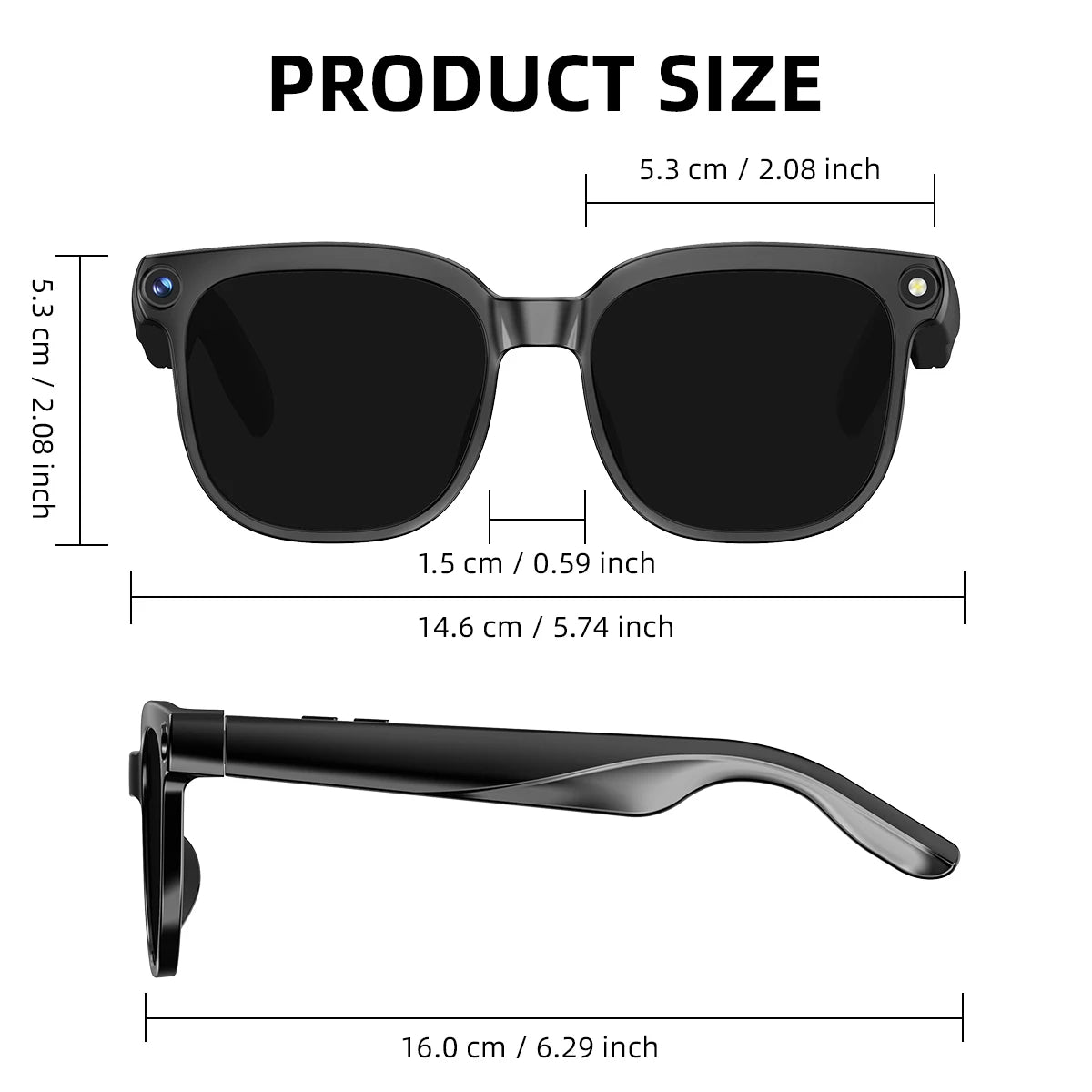 2025 800W Camera Smart Glasses  AI Translation ChatGPT Voice Assistant BT Call Music Earphones Video Recording for iPhone Xiaomi