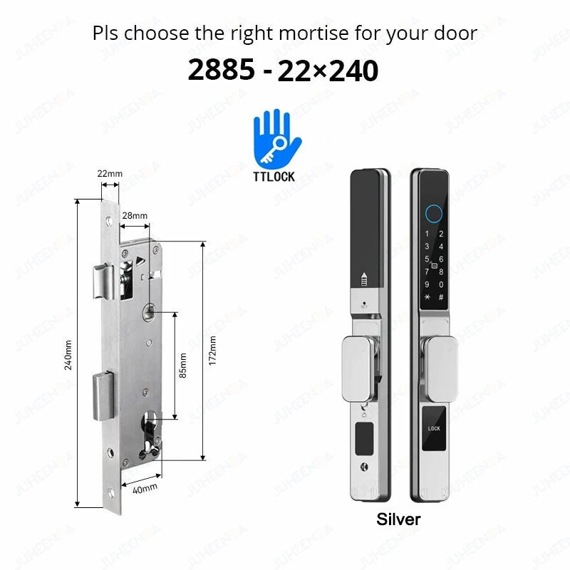 Waterproof Sliding Door Smart Lock TTLock App Alexa Fingerprint Digital Code RFID Card Anti-Lock Aluminum Glass Electronic Lock