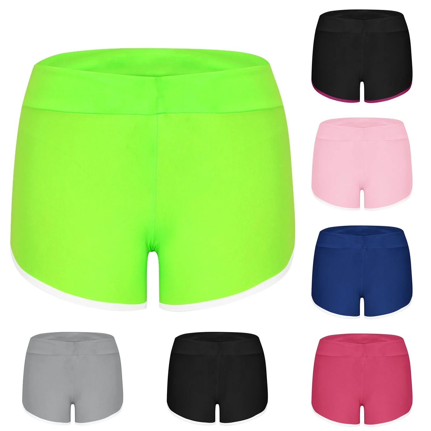 Women Mid Waist Shorts Girl Slim Fit High Stretchy Short Trousers Female Tight Shorts For Ladies Running Shorts Slim Fit Elastic