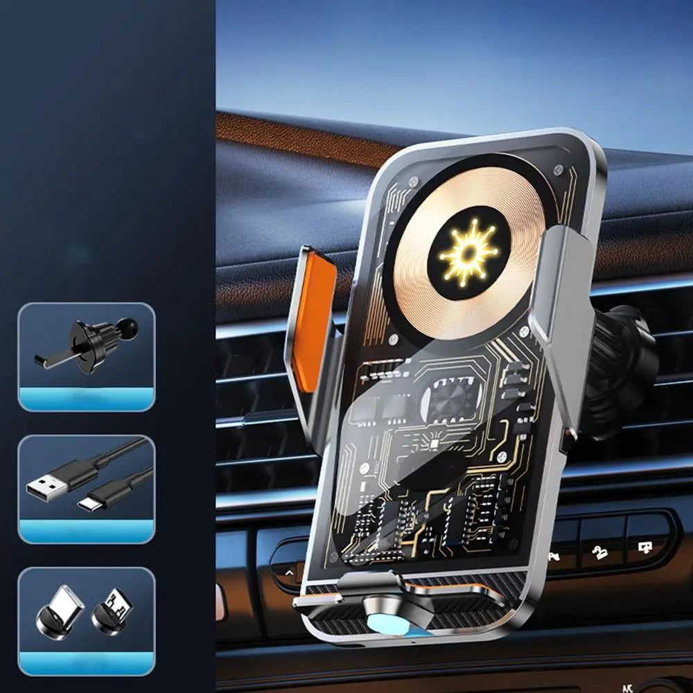 Car Phone Holder Wireless Charger 66W Car Vent Clips 360-Degree Rotation Cell Phone Accessories Car Charger Fast Charging