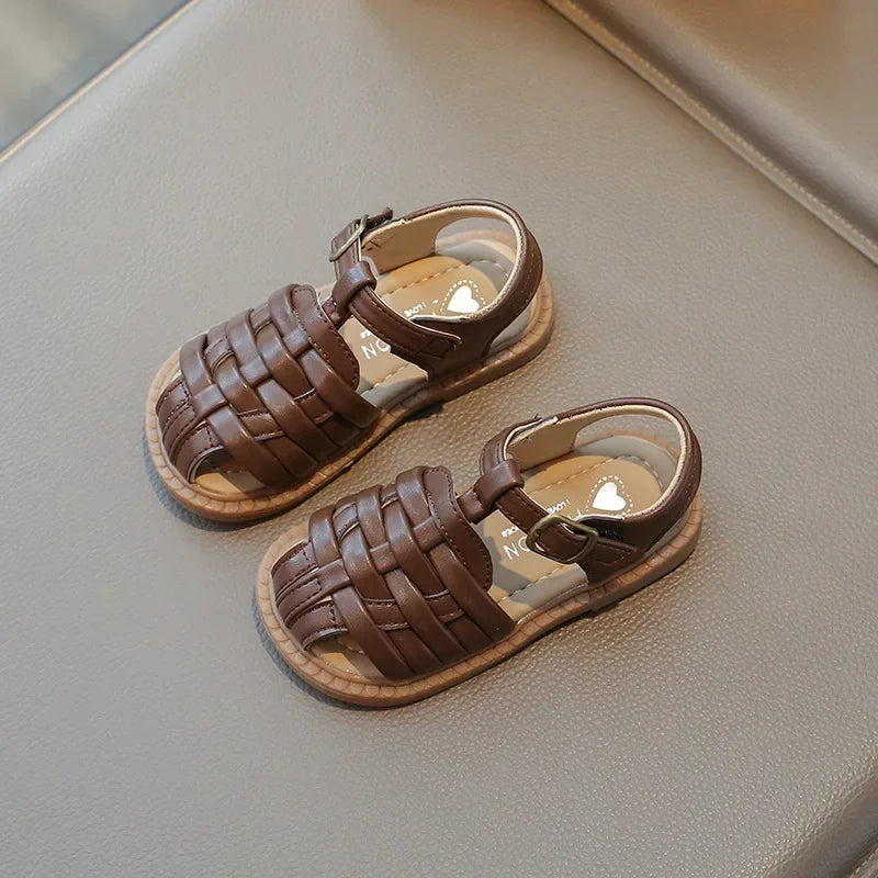 Kids Sandals 2025 Summer Sandals for Boy Fashion Children Cut-Outs Beach Shoes Braided Style Causal Walking Flat Sandals