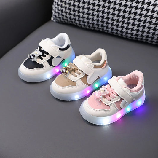Shoes Children1-6Years Old2Girls Light Board Shoes2025Spring Kids' Leather Casual Shoes Soft Bottom Toddler Shoes