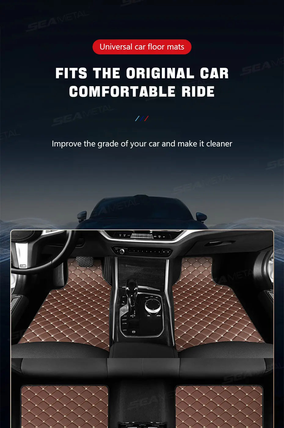 SEAMETAL 4Pcs Car Floor Mat Full Set Universal Non-Slip Auto Carpet Waterproof All-Weather Car Mat Anti Scratch Cargo Liner