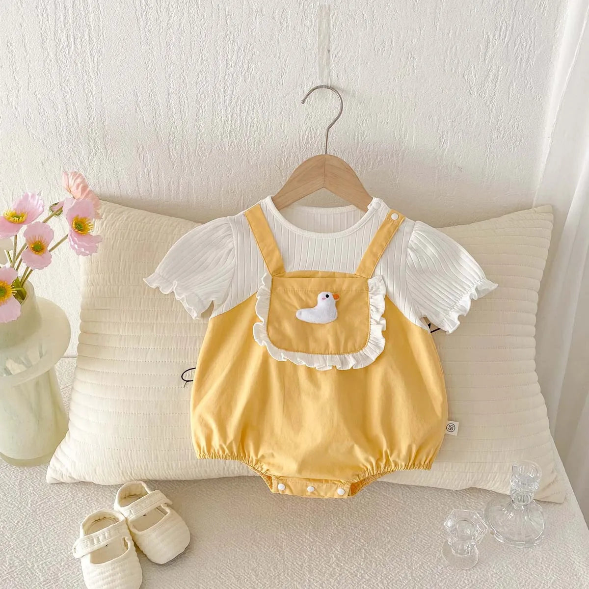 Baby Clothes Summer New Female Baby Strap Fake Two Piece Jumpsuit Newborn Super Cute Duckling
