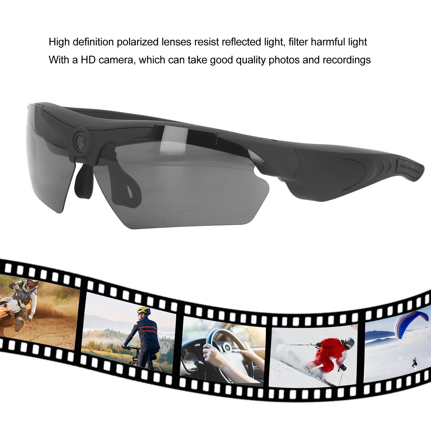 Camera Glasses Video Sunglasses 1080P Full HD Video Recording Shooting Camera Glasses for Cycling Driving Hiking Fishing Hunting