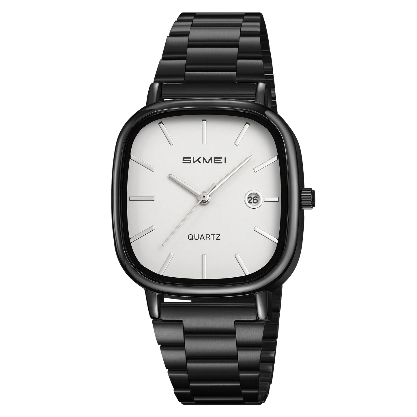 SKMEI Men's Quartz Watch Retro Square Zinc Alloy Case Gold Stainless Steel Band, 30M Water Resistance Time & Date Functions 2551