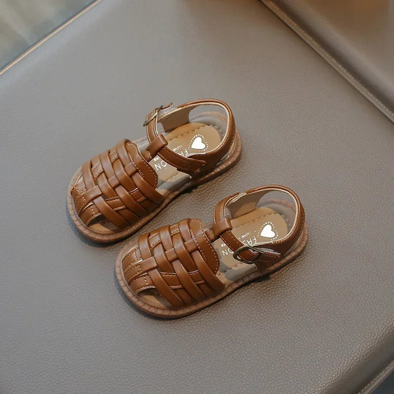 Kids Sandals 2025 Summer Sandals for Boy Fashion Children Cut-Outs Beach Shoes Braided Style Causal Walking Flat Sandals