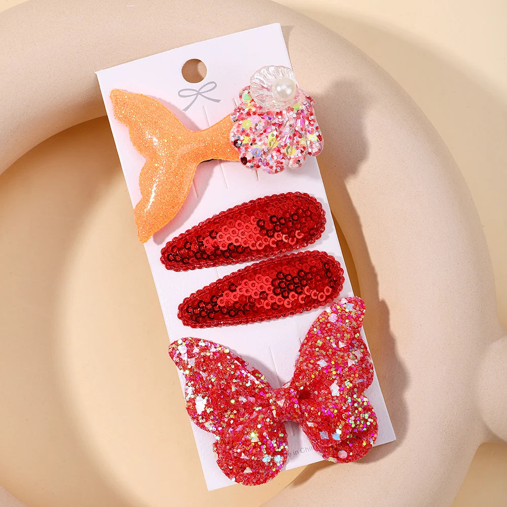 Kids Fresh Hair Clip Set Flower Printe Sweet Butterfly Hairpins Children BB Hair Bangs Clips Barrettes Girl Accessories Headwear