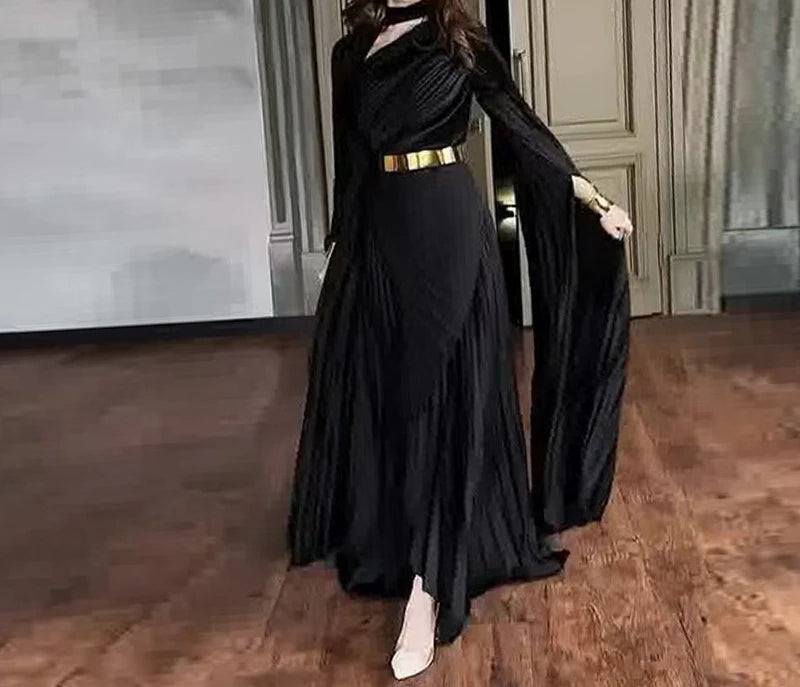 Women's Dresses Temperament Fashion 2025 Autumn New Batwing Sleeve Shawl Split Elegant Party Vestidos Evening Long Dress