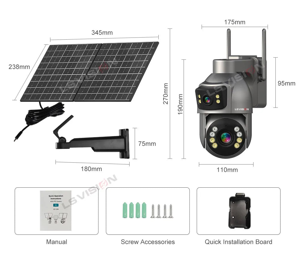 LS VISION 4G WiFi Solar Powered CCTV Camera AOV 7/24 Network Home Security AI Popular Outdoor Solar Network Camera