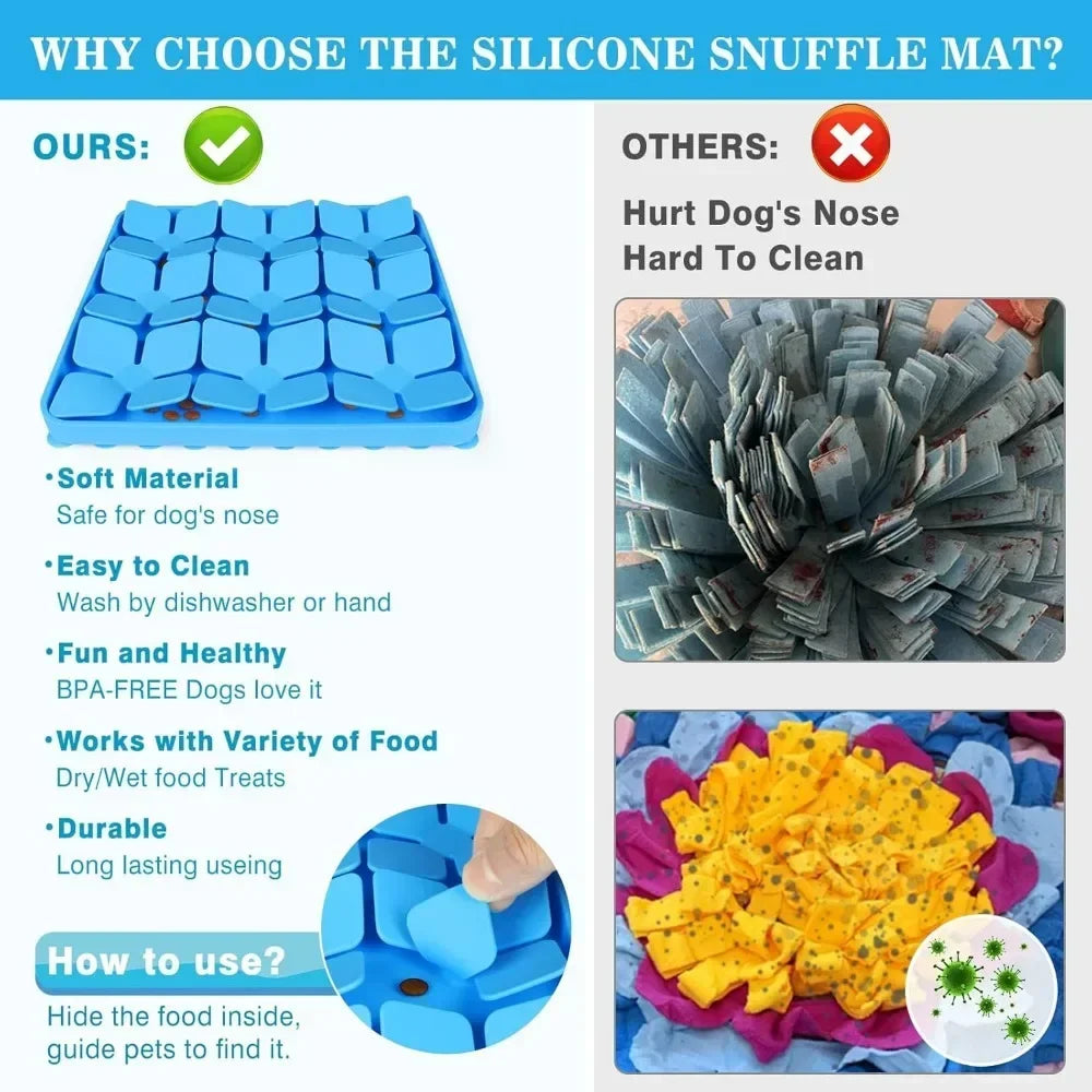 Dog Food Slow Feeder Sniff Mat with Suction Cup for Train Your Dog's Senses Anti-choking Silicone Snuffle Mats Pet Accessories