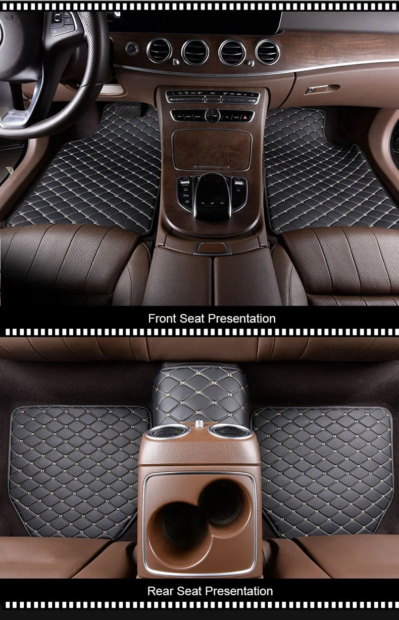 5Pcs Car Floor Mats PU Leather Waterproof Auto Foot Pad Protector pads Fashion Universal Car Carpet Cushion For All Seasons