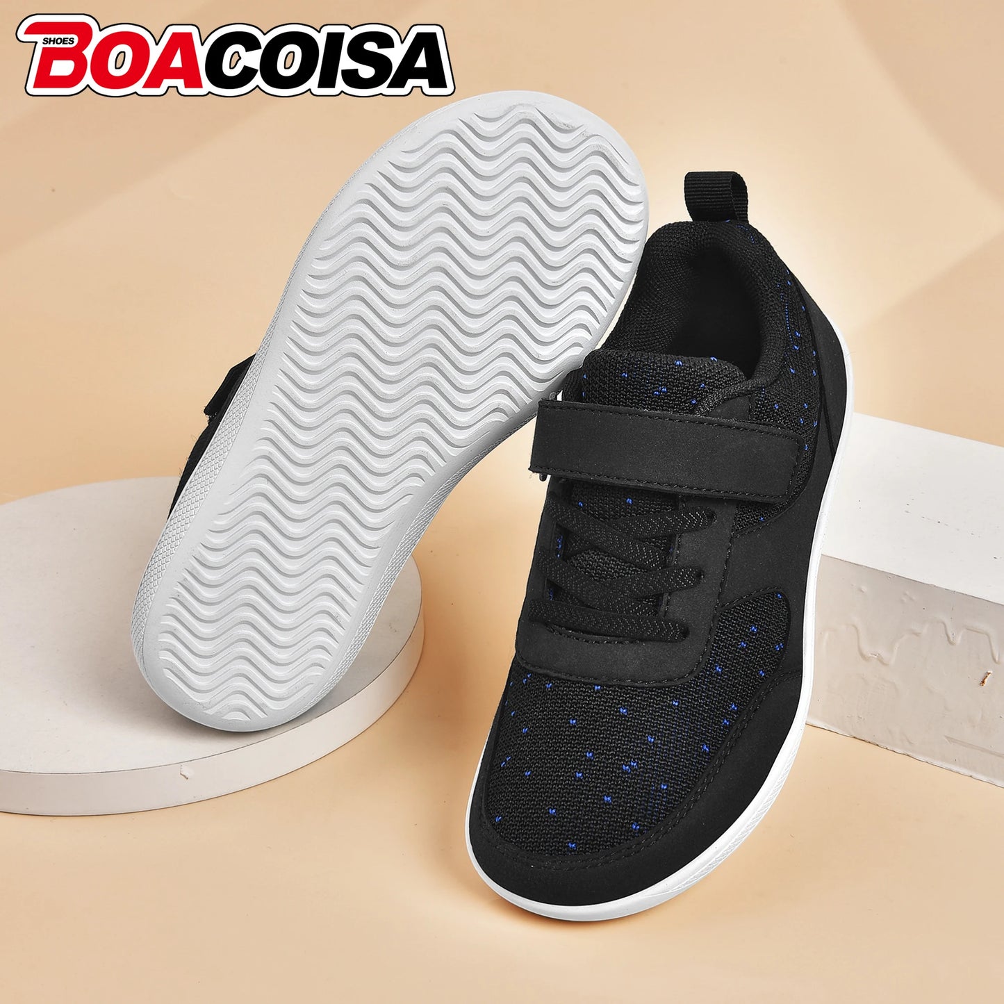 Kids Shoes Wide Toe Barefoot for Children Boys Girls Baby Sneakers Lightweight Hook&Loop Mesh Artificial Infant Toddler Tennis