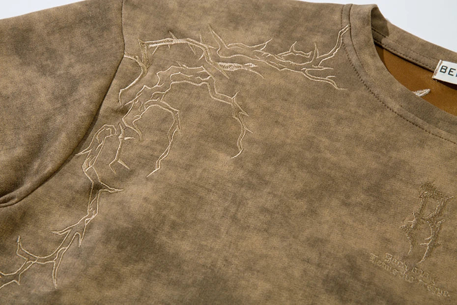 Hip Hop Harajuku Men T Shirts Embroider Vintage Loose Tee Tops Streetwear Oversized T-shirt