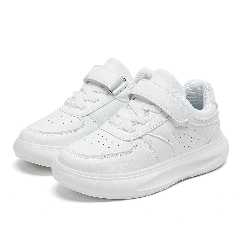 7-13 Boys Shoes Sneakers Fashion Leather Children Comfortable Black White Shoes for Kids Girls School Walking Footwear Non Slip