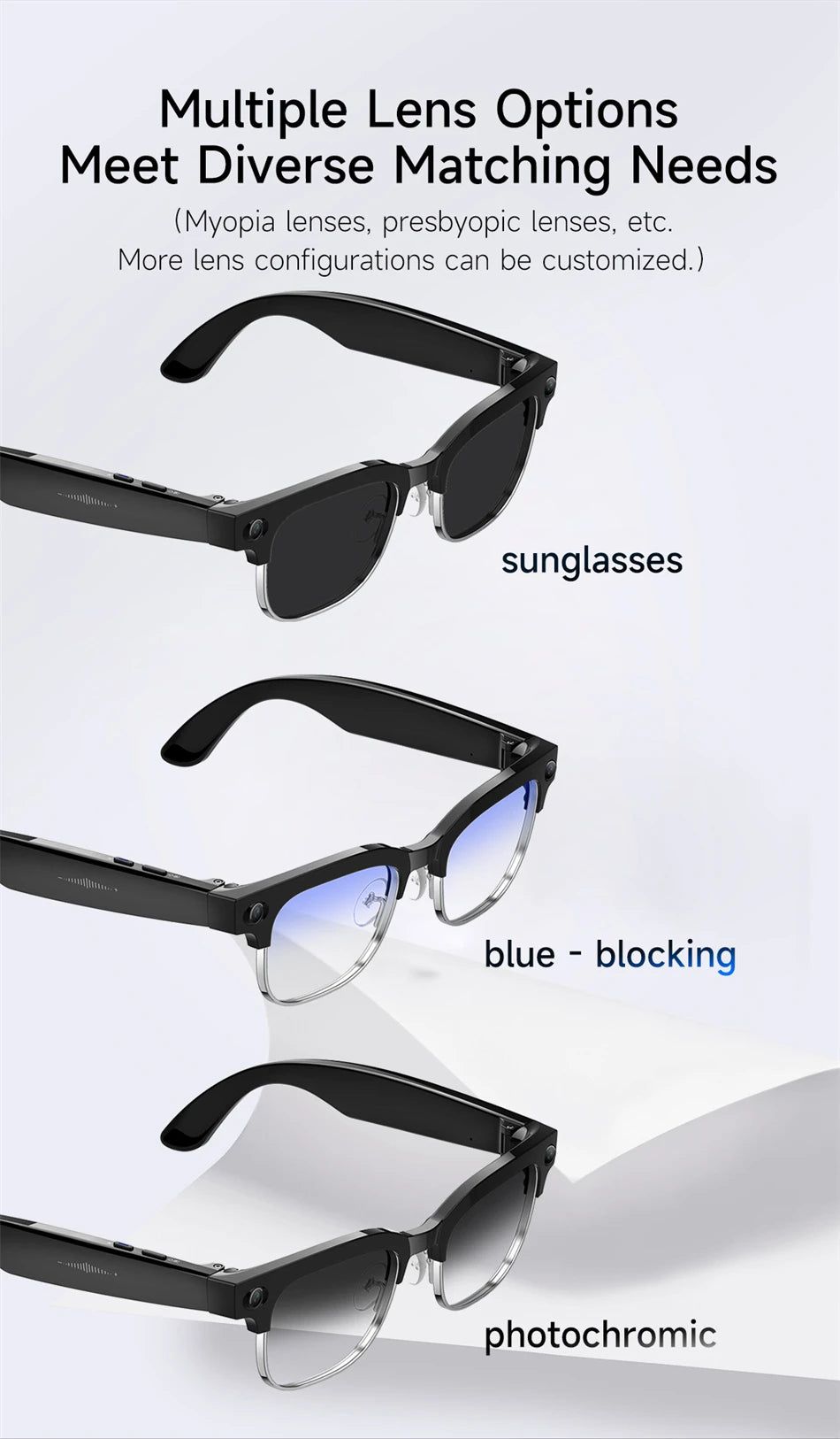 Color-Change Lens 4K Camera Glasses AI Smart Glasses HD Shooting Video Record Call Glasses Waterproof Bluetooth Smart Sunglasses