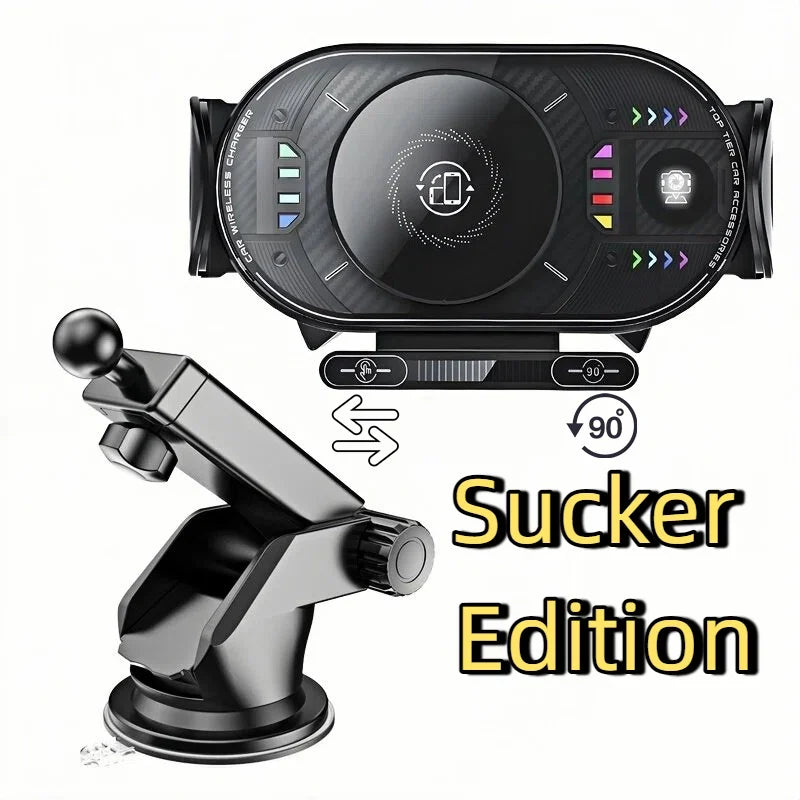 15W Universal Car Phone Wireless Charger Holder 360° Rotation Mount for Samsung Galaxy Fold 6 5 4 3 Z Flip S25 S24 Iphone 16 15