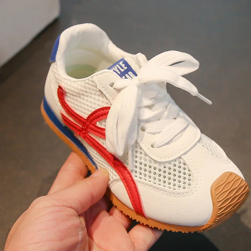 Children's Sneakers Four Seasons 3-18 Years Old Mesh Breathable Boys Girls Tennis Shoes Blue Hundred Non-slip Kids Single Shoes