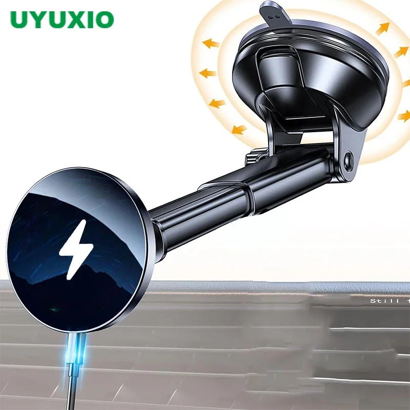 UYUXIO Dashboard Wireless Car Phone Charger Adapter 15W Fast Charging Magnetic Car Phone Holder for iPhone 16 15 14 13 12