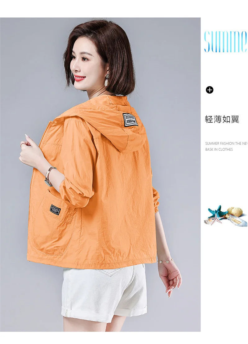 2025 New Summer Women Jacket Waterproof Sun Protection Clothes Thin Lightweight Jacket Women Quick Dry Sport Coat Windbreaker