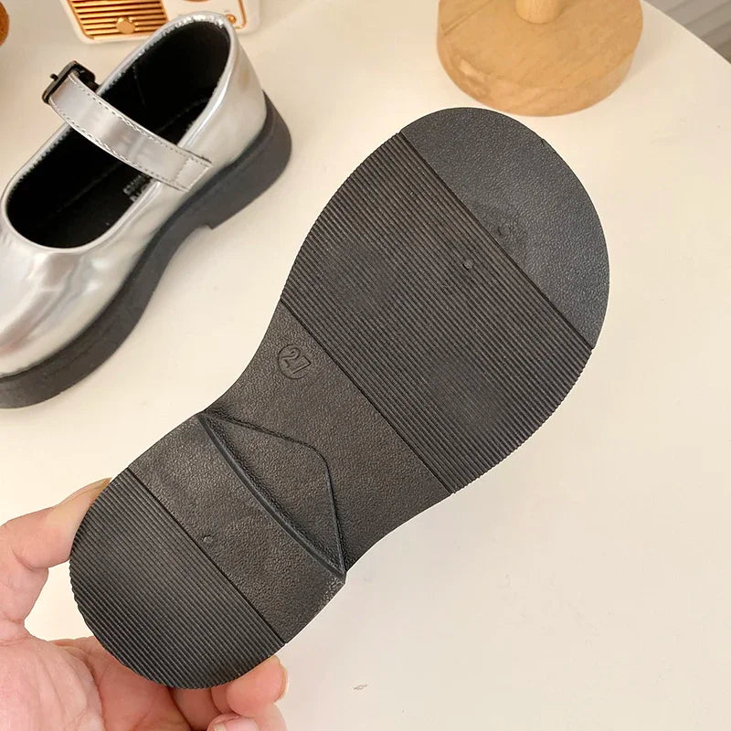 Children Leather Shoes 24-35 Slip-on Round Toe School Sweet Kids Casual Shoe 2025 New Girl's Laofers Pearl Morden Three Colors