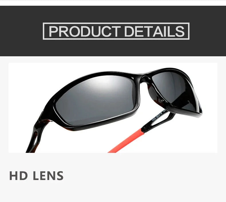 Polarized Sunglasses Designer Square Sports Sun Glasses for Men Driving Fishing Cycling Climbing Skiing Black Frame Goggle UV400