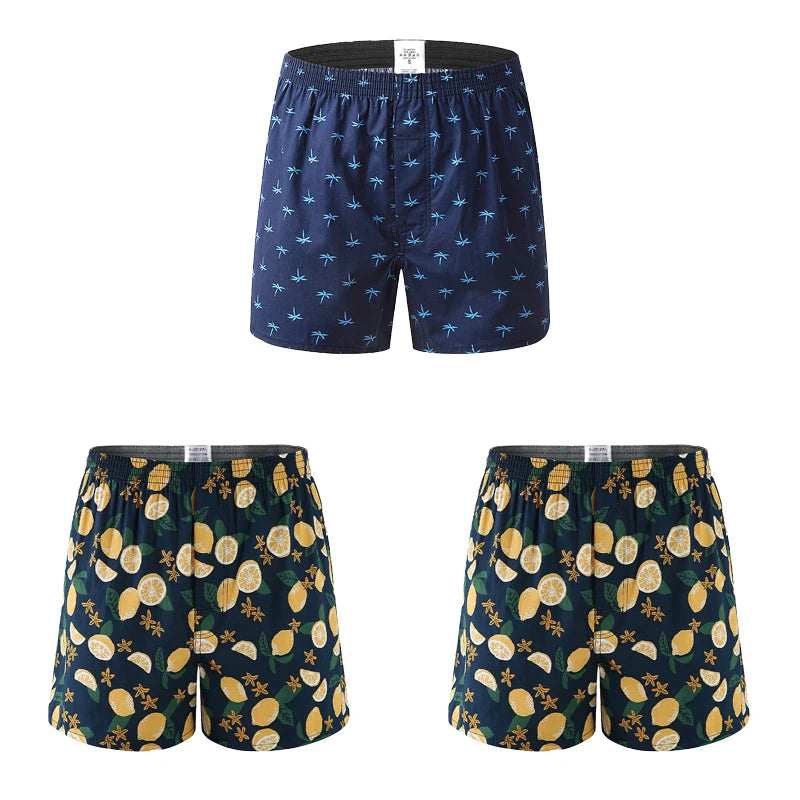 3PCS Men Shorts Boxers Mens Underwear Cotton Loose Shorts Male Plain Underwear Homewear Comfortable Boxer for Man Mens Panties