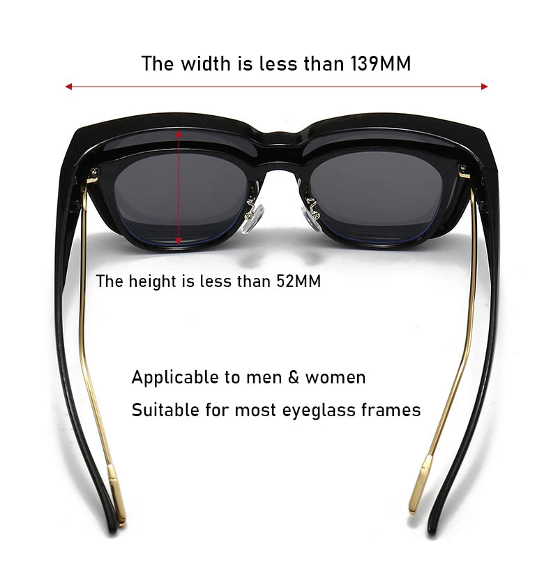 Men Women Polarized Sunglasses Wear Over Myopia Prescription Glasses Vintage Outdoor Travel Night Vision Driving Goggles