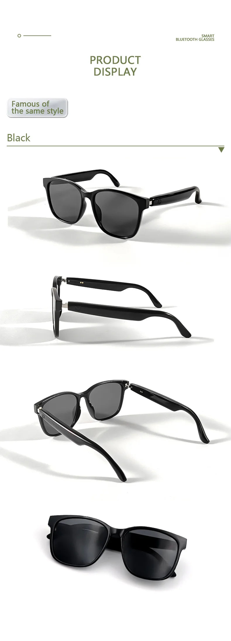 Outdoors Smart Glasses Bluetooth 5.3 Sunglasses Music Making Calls Navigation Protection Uv400 Polarized Lenses Driving Fishing