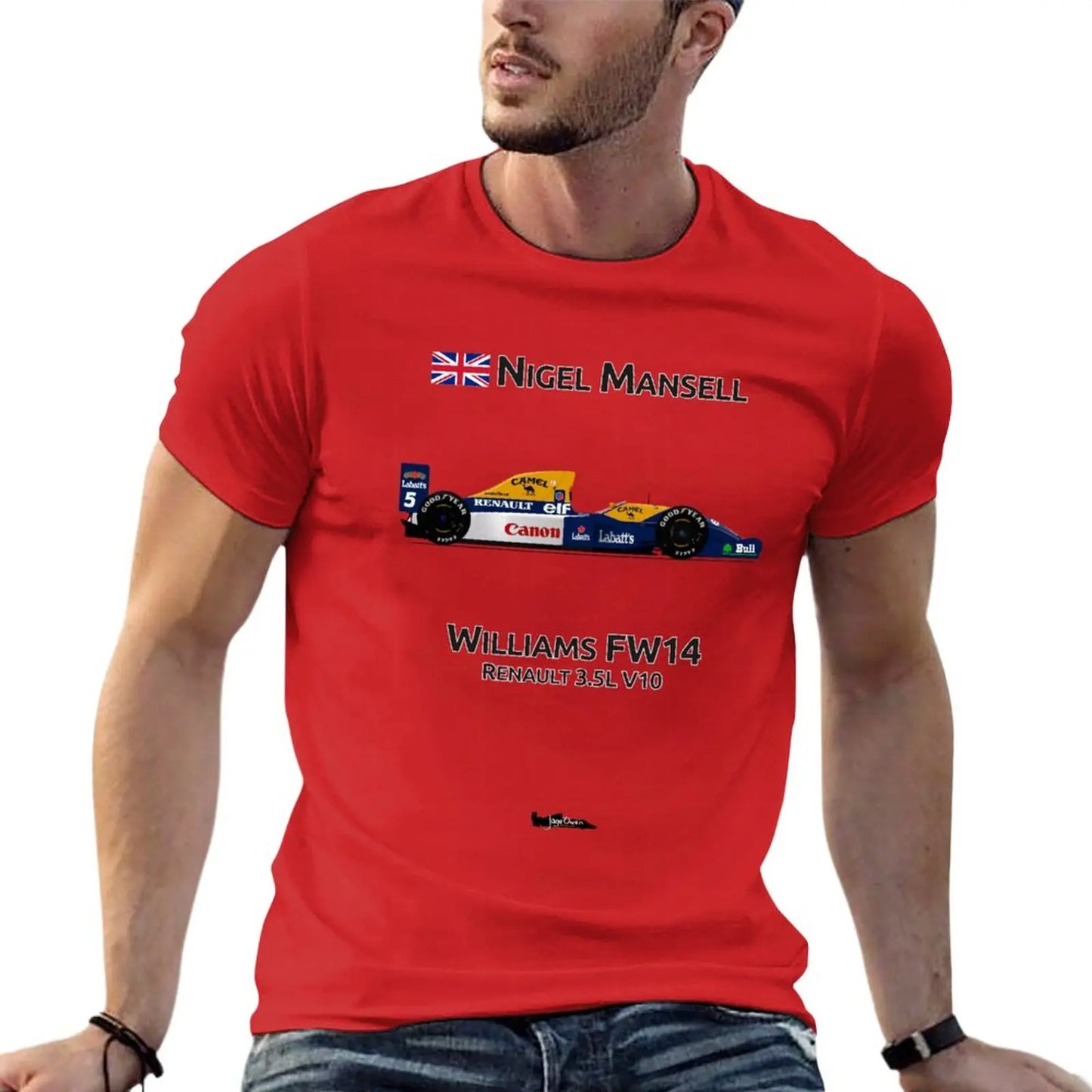 Nigel Mansell - Williams FW14 T-Shirt heavyweight t shirts oversized t shirt big and tall t shirts for men