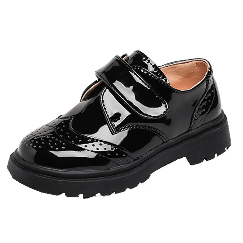 Kids Shoes For Boys Genuine Leather Shoes For Kids Wedding School Show Dress Flats Light Classic Black Children Loafer Moccasins