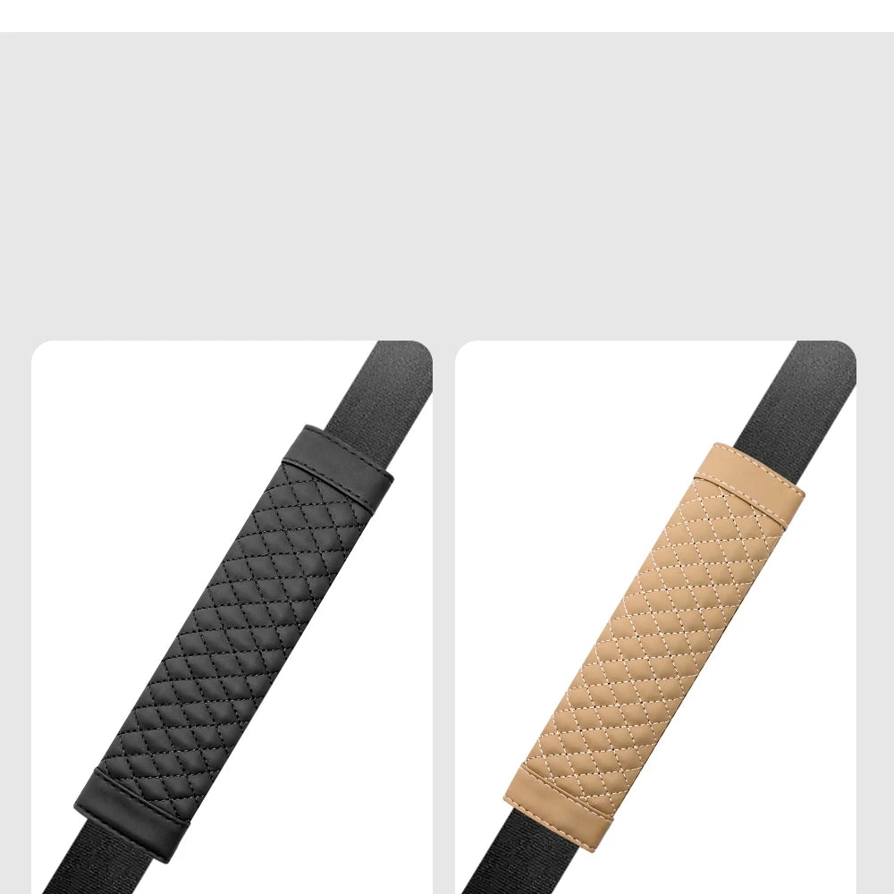 Leather Car Seat Belt Shoulder Cover Embroidery Wear-resistant Non-slip Leather Safety Cover Car Interior Decoration Products