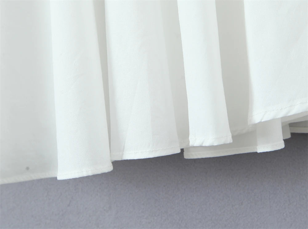 Women Dress 2025 New Fashion Summer Vintage White Lace-Panelled Cotton Dresses for Women Elegance Chic Ladies Midi Dress