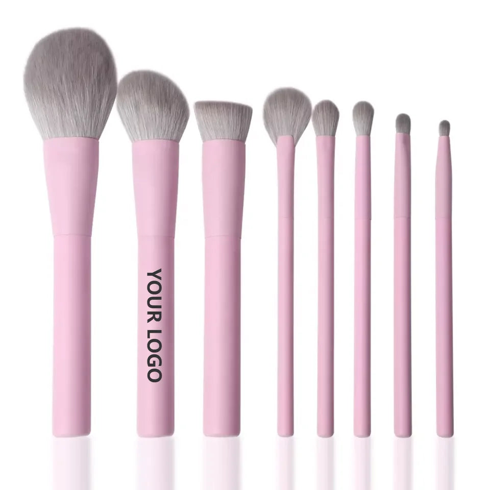 Pink Makeup Brush Set Private Label Wholesale Bulk Cosmetic Synthetic Hair Vegan Brushes Free Custom Logo Beauty Tool 10Sets