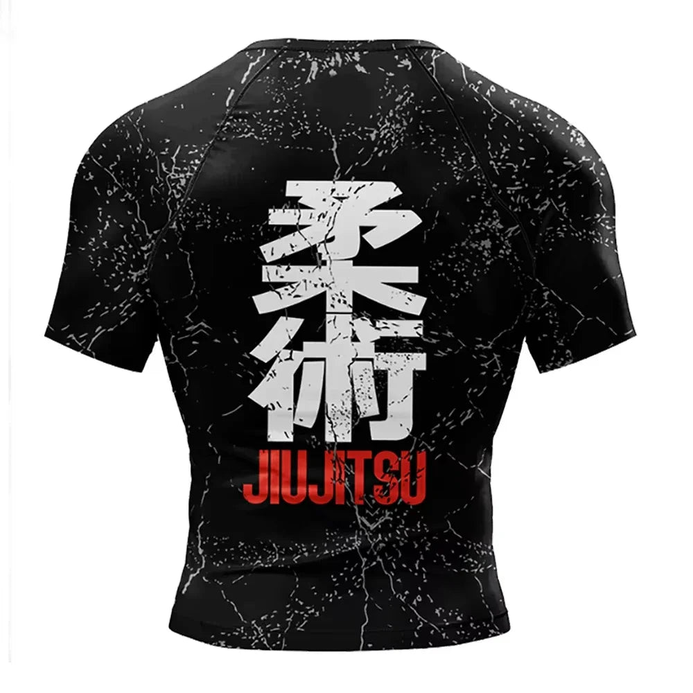 2025 New No Gi Bjj T-Shirt Jiu Jitsu Kickboxing Training Rashguard Polyester Spandex Compression Sublimation Sports Men T-Shirts